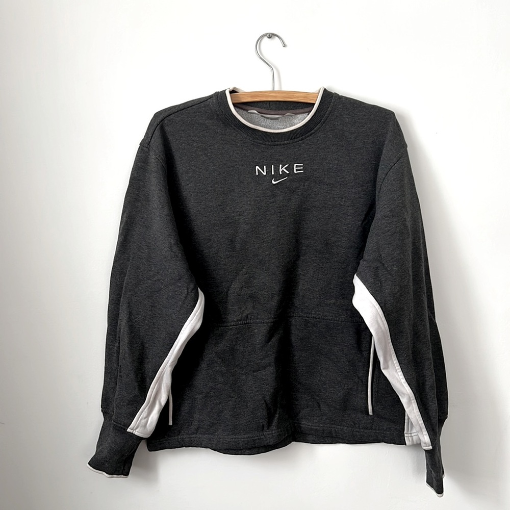 white and dark grey nike crewneck sweatshirt